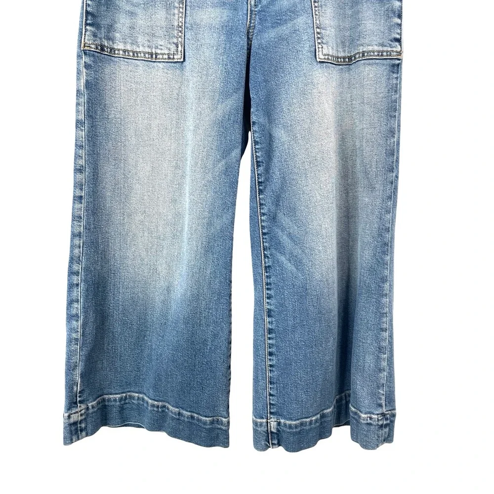 Anthropologie Pilcro High-Rise Crop Wide-Leg Jeans Size 29 blue boho utility